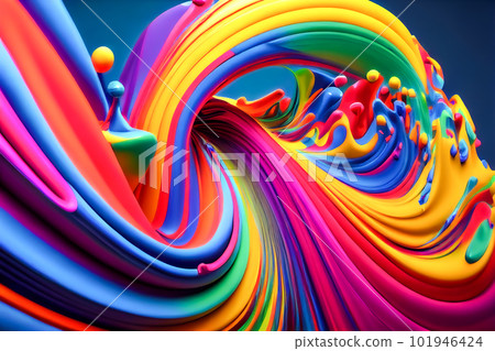 abstract background from the movement of the rainbow of oil paints. Generative AI 101946424