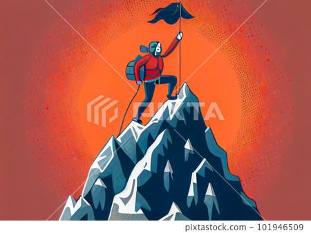 rock climber conquers the summit illustration. Generative AI rock climber conquers the summit illustration. Generative AI 101946509