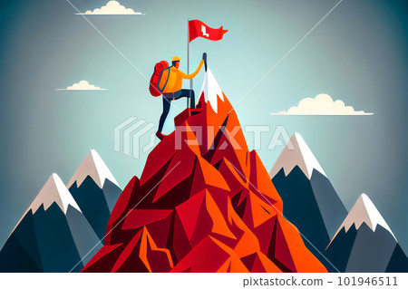 rock climber conquers the summit illustration. Generative AI 101946511