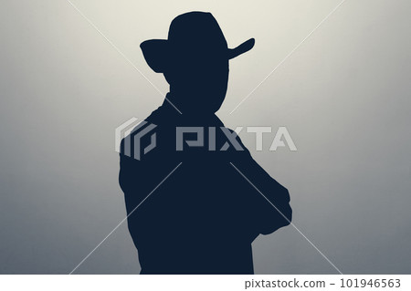 Unknown male person gray silhouette in studio. Anonymous or hidden secret.  101946563