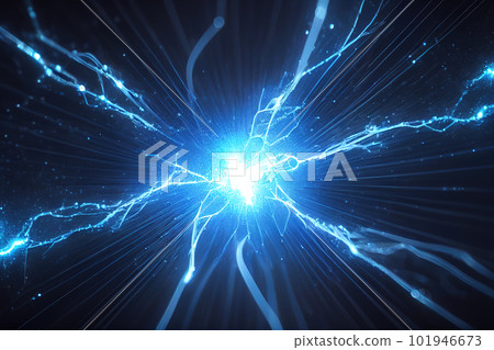 abstraction blue energy bursts background. Generative AI 101946673