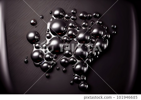 abstract black drops background. black liquid. oil bubbles. Generative AI 101946685