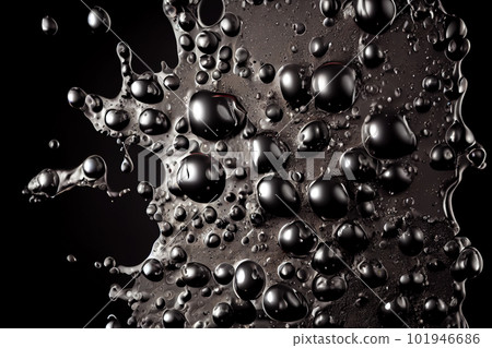 abstract black drops background. black liquid. oil bubbles. Generative AI abstract black drops background. black liquid. oil bubbles. Generative AI 101946686