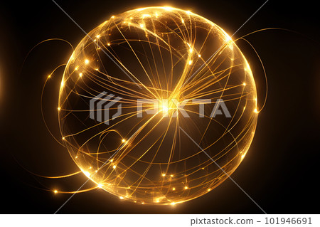 glowing 3d electric ball on a black background. Generative AI 101946691