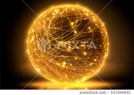glowing 3d electric ball on a black background. Generative AI 101946692