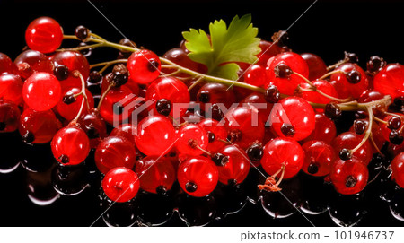 Red currant on a black background. Generative AI 101946737