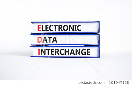 EDI electronic data interchange symbol. Concept words EDI electronic data interchange on books on a beautiful white background. Business and EDI electronic data interchange concept. Copy space EDI electronic data interchange symbol. Concept words EDI electronic data interchange on books on a beautiful white background. Business and EDI electronic data interchange concept. Copy space 101947168