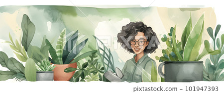 Woman caring her houseplants or working florist 101947393