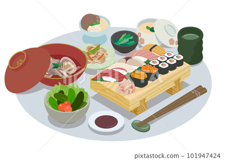 Vector illustration material of sushi set meal Vector illustration material of sushi set meal 101947424