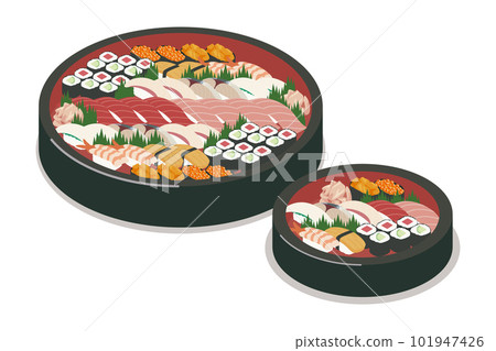 Vector illustration material of family size and sushi for one person Vector illustration material of family size and sushi for one person 101947426