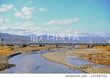 [小田原市]河口附近的大型鐵橋 101947432