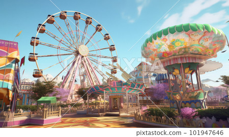 Amusement park. Illustration AI Generative Amusement park. Illustration AI Generative 101947646