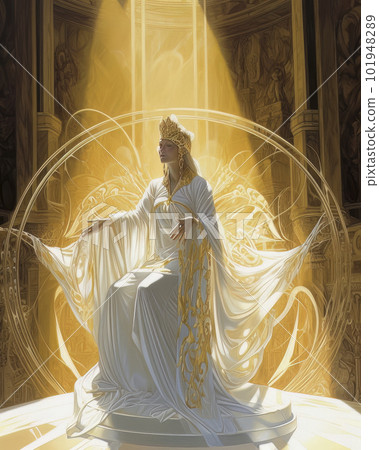 Beautiful Epic Queen in a chic white and gold... - Stock Illustration  [101948289] - PIXTA