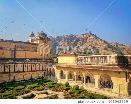 The famous Amber Fort, the fortified residence of Raja Man Singh I in the northern suburbs of Jaipur, India The famous Amber Fort, the fortified residence of Raja Man Singh I in the northern suburbs of Jaipur, India 101948319