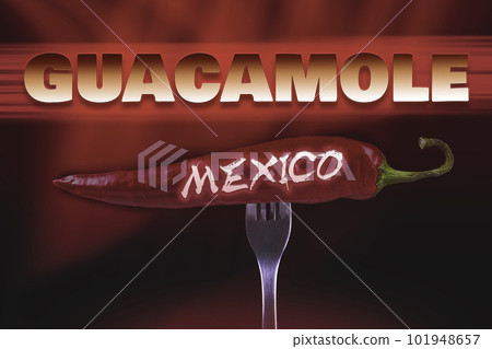 Hot chili peppers on fork. Extra spicy. Mexican food with pepper. Seasonings and spices. Hellish seasoning. Hot chili peppers on fork. Extra spicy. Mexican food with pepper. Seasonings and spices. Hellish seasoning. 101948657