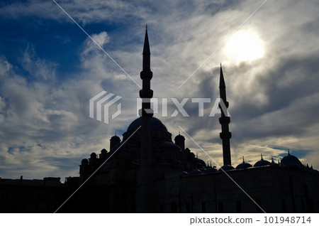 Eminonu new mosques, mystic ottoman style architecture, mosques and minarets details, Istanbul Turkey January 21, 2023 Eminonu new mosques, mystic ottoman style architecture, mosques and minarets details, Istanbul Turkey January 21, 2023 101948714