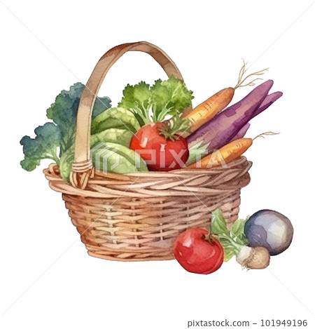 Organic vegetables watercolor. Illustration AI Generative 101949196