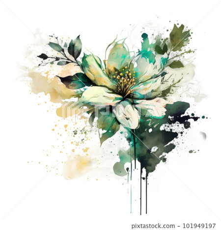 Watercolor flower isolated. Illustration AI Generative 101949197