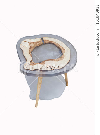 Small epoxy coffee table top view. Interior element 101949935