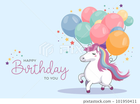 Colorful Happy Birthday Unicorn. Vector Illustration Colorful Happy Birthday Unicorn. Vector Illustration 101950411