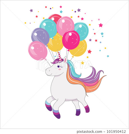 Colorful Happy Birthday Unicorn. Vector Illustration Colorful Happy Birthday Unicorn. Vector Illustration 101950412