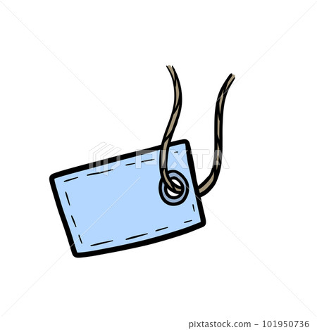 Cardboard label with rope. Empty template for cardboard tag for Sale and retail. Hand-drawn store price. Outline cartoon illustration 101950736