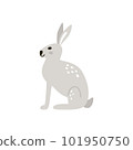 Cute cartoon isolated gray rabbits in Nordic style 101950750