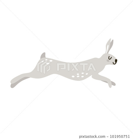 Cute cartoon isolated gray rabbits in Nordic style Cute cartoon isolated gray rabbits in Nordic style 101950751