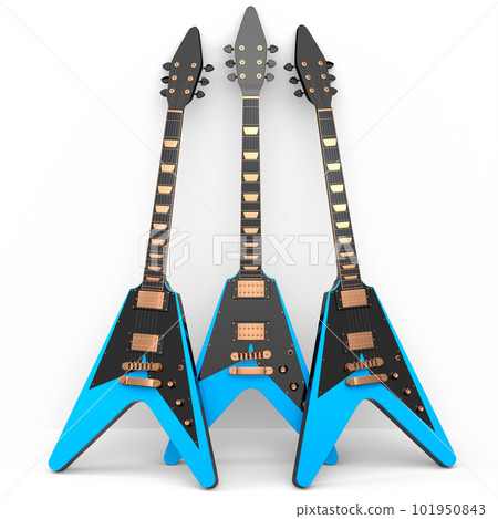 Set of electric acoustic guitar isolated on white background. 101950843