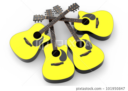 Set of electric acoustic guitar isolated on white background. 101950847