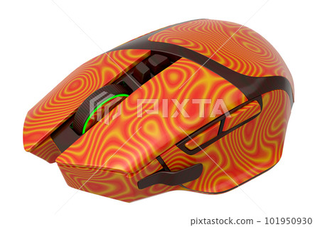 Wireless gaming computer mouse with seamless wavy pattern on white background 101950930