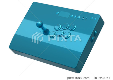 Vintage arcade stick with joystick and with blue chrome texture Vintage arcade stick with joystick and with blue chrome texture 101950935