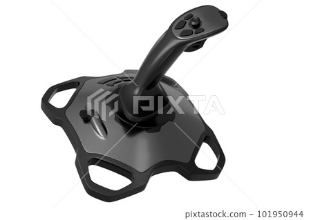 Realistic joystick for flight simulator with metallic chrome texture on white Realistic joystick for flight simulator with metallic chrome texture on white 101950944