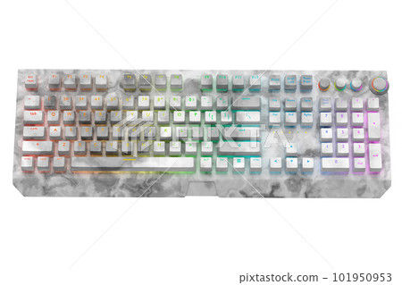 Realistic computer keyboard with black marble texture isolated on white Realistic computer keyboard with black marble texture isolated on white 101950953