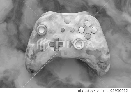 Realistic video game joystick with black marble texture on black background. Realistic video game joystick with black marble texture on black background. 101950962