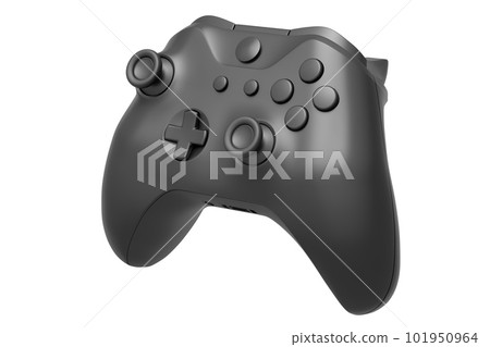 Realistic video game joystick with black chrome texture isolated on white 101950964