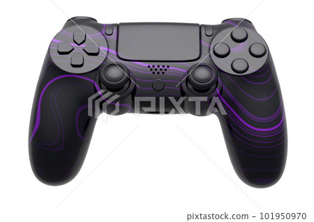 Realistic video game joystick with seamless wavy pattern on white background 101950970