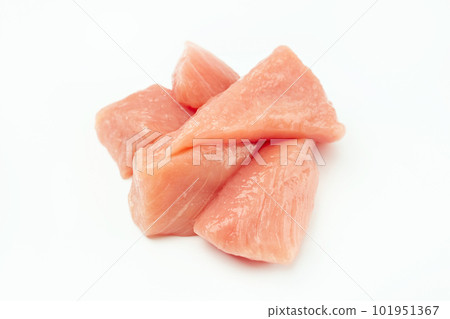 Ogranic food and healthy eating.Frozen chicken fillet.Fresh frozen pieces of turkey meat on a white background.Raw chicken. 101951367