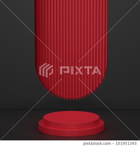 Pastel red cylinder podium with steps on black background Pastel red cylinder podium with steps on black background 101951393