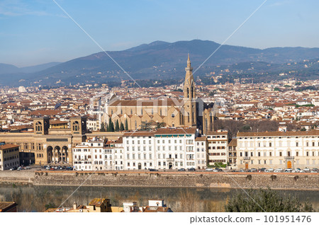 Panoramic view of Florence. Cattedrale di Santa Maria del Fiore. a bright morning day in Italy. Panoramic view of Florence. Cattedrale di Santa Maria del Fiore. a bright morning day in Italy. 101951476