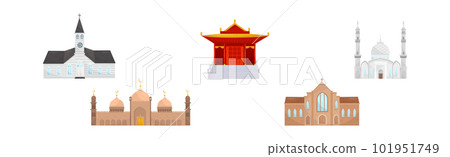 Temples and Place of Worship of Different Religion Vector Set Temples and Place of Worship of Different Religion Vector Set 101951749