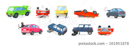 Car Crash and Accident on Road Vector Set. Car Crash and Accident on Road Vector Set. 101951878