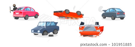 Car Crash and Accident on Road Vector Set. Car Crash and Accident on Road Vector Set. 101951885