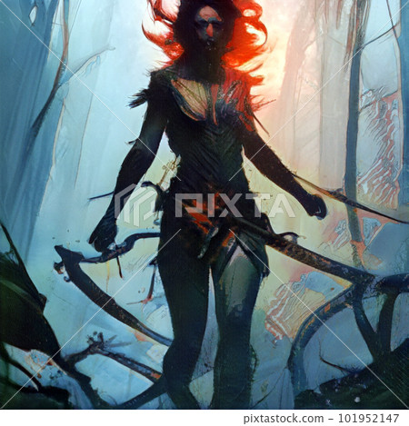 Dignified and strong female warrior | Illustration Generative AI Dignified and strong female warrior | Illustration Generative AI 101952147