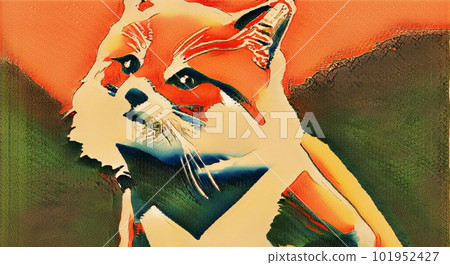 現代藝術風格的浮世繪小熊貓 Generative AI 101952427