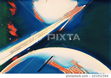 Japanese pattern of the universe, print, nishiki-e, ukiyo-e｜Navy/Indigo｜Generative AI 101952564