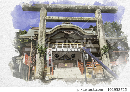 香川縣東香川市本田八幡神社的水彩畫引田 香川縣東香川市本田八幡神社的水彩畫引田 101952725