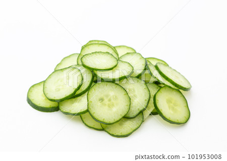 Cucumber slices white background Cucumber slices white background 101953008