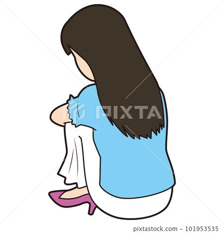 A young lady holding a knee A young lady holding a knee 101953535