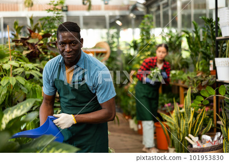 Portrait of a young woman horticulturist 101953830